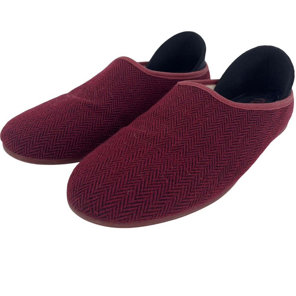 Mahabis Curve Slippers‎ Mens 12 Burgundy Herringbone Excellent Slip On Shoes